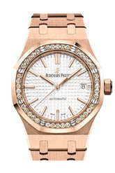Audemars Piguet Royal Oak 37Mm Silver Dial 18K Pink Gold Ladies Diamond Automatic Watch
